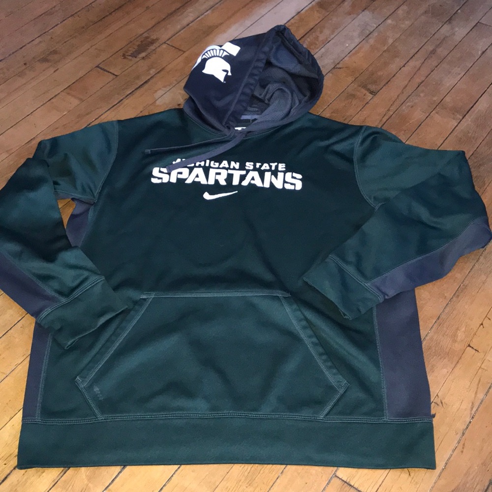 Nike Dark Green Michigan State Spartans Hoodie with Gray Accents